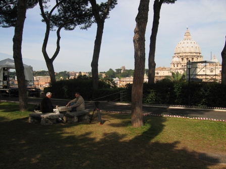 Vaticano, 2005. Estudio provisional de TVE en el Vaticano